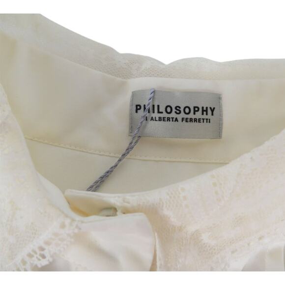 Women’s 10 Philosophy di Alberta Ferretti Ivory Pintuck Silk Blouse NWT - Picture 2 of 8